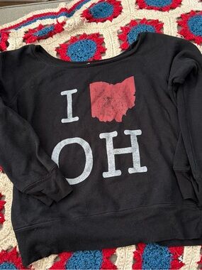 HOMAGE Black "I OH" Ohio Graphic Sweatshirt with Red State Heart